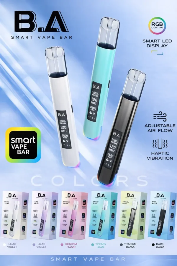 B.A Smart Vape Bar 一代電子煙主機｜RGB燈效設計 電量顯示螢幕 Type-C快充 一代煙彈相容 台灣現貨